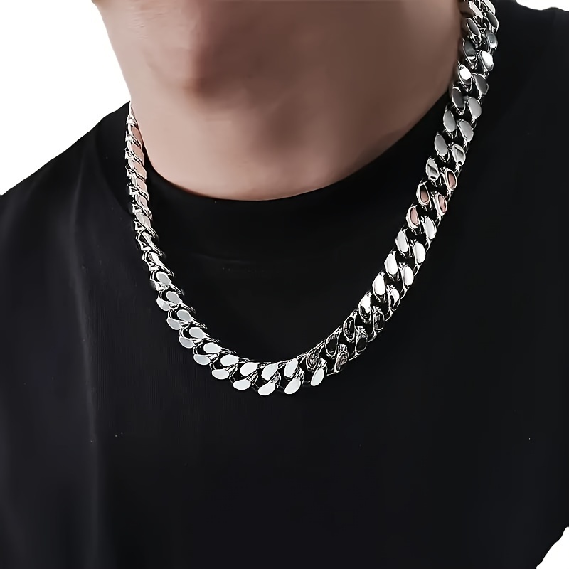 

Collier Chaîne en Acier Inoxydable Gras pour Hommes - Style Punk Rock, Design Maillons de Chaîne, Non Magnétique, 50cm/19.6in Longueur, 10mm/0.39in Largeur