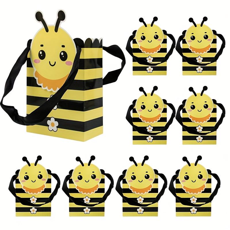 

20pcs Honey Bee Small Gift Bags With Handles For Party Favor Bags For Bee Party Decorations For Birthday Wedding Party Supplies