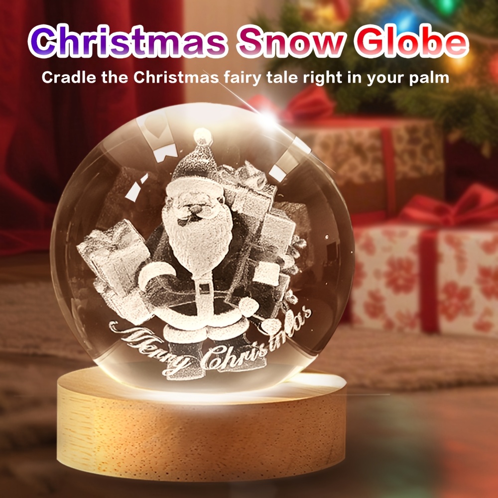 TEMU A Decorative Crystal Ball With A Color-changing Led Base, Featuring A Vivid 3d-engraved Santa Claus. A Perfect Christmas Gift For Parents And