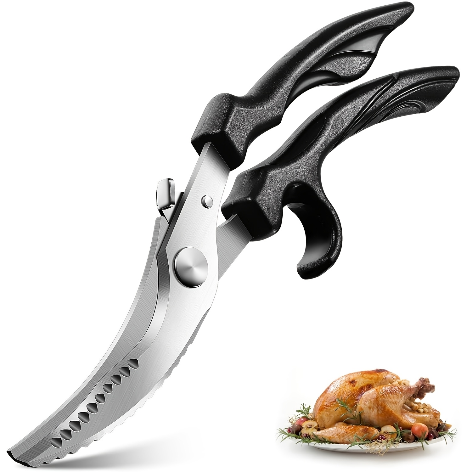 Professional Poultry Scissors, Kitchen Scissors, Meat Scissors With Load, 103° Cutting Angle For Meat, Vegetables, Non-slip Handle