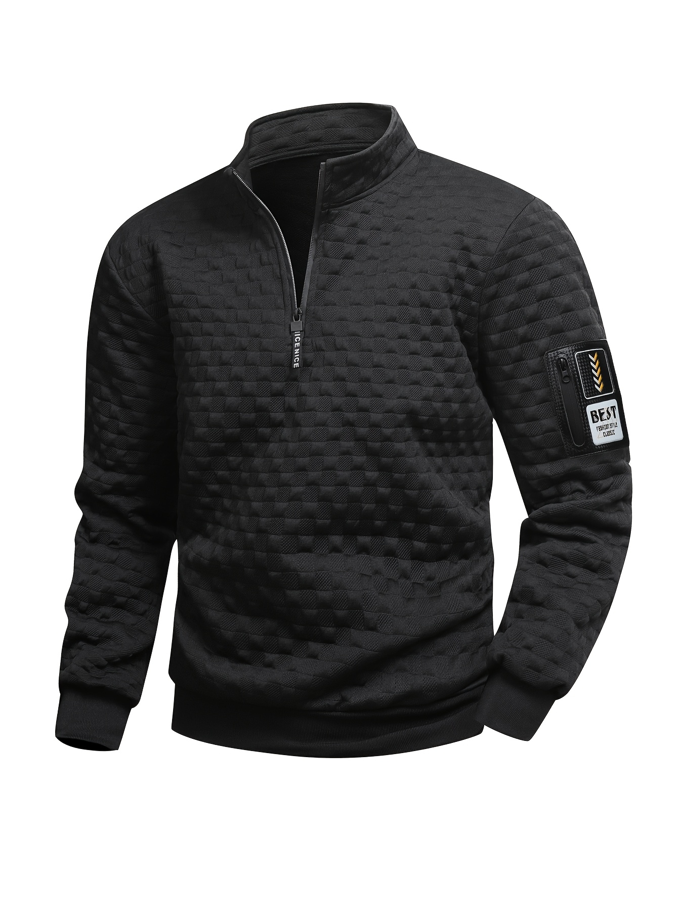camisola casual de   redonda para homem - tecido de malha,    , top de fitness ao ar livre com bolso com  ,    , roupa de fitness ao ar livre | camisola com     | bolso com  , equipamento   de fitness detalhes 0
