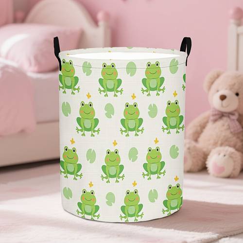 1pc collapsible oxford laundry hamper featuring an adorable design round basket with handles suitable for bedroom and bathroom use storing clothes and organizing laundry laundry baskets