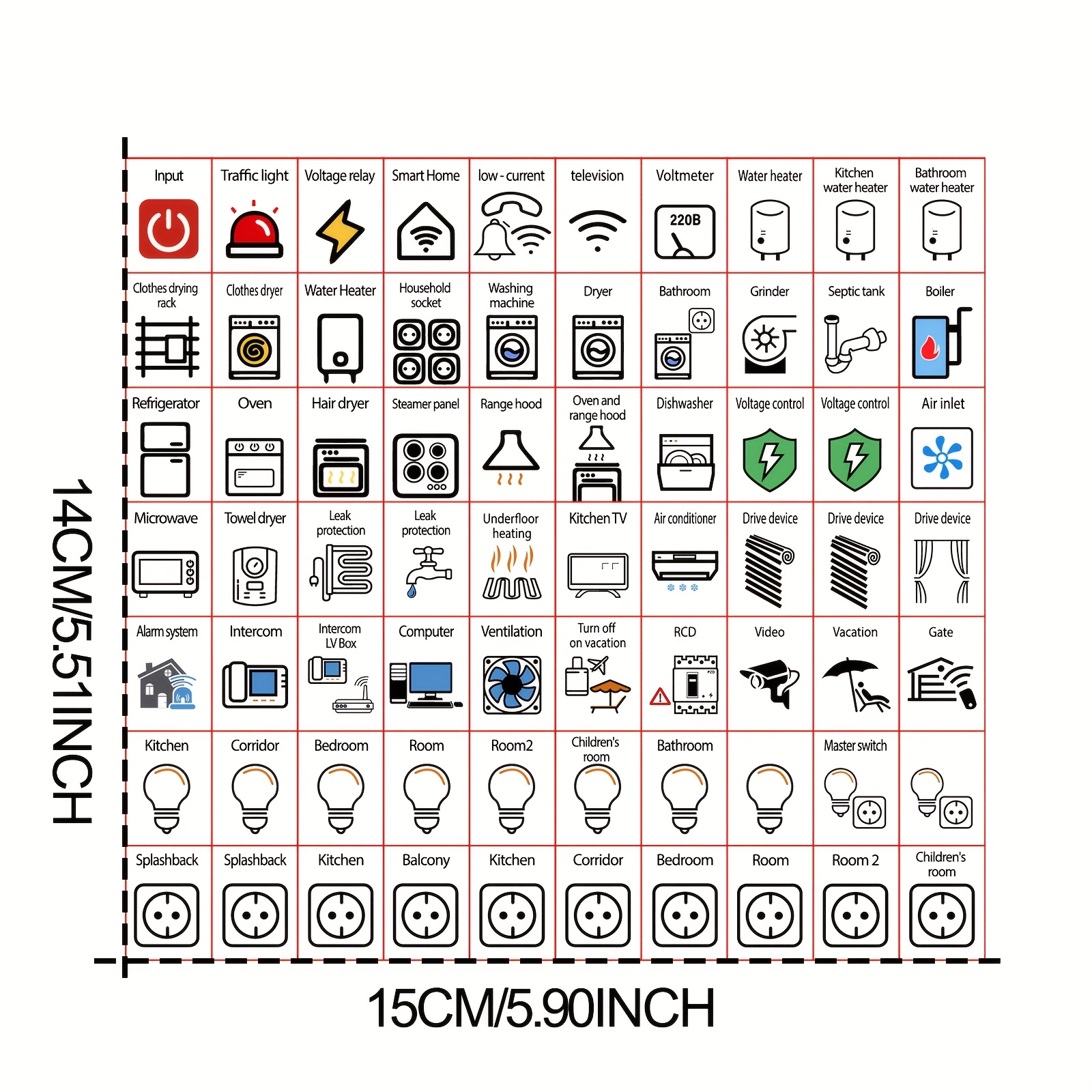 70pcs/set Electrical Switch Label Stickers - Pvc Material For Home Identification