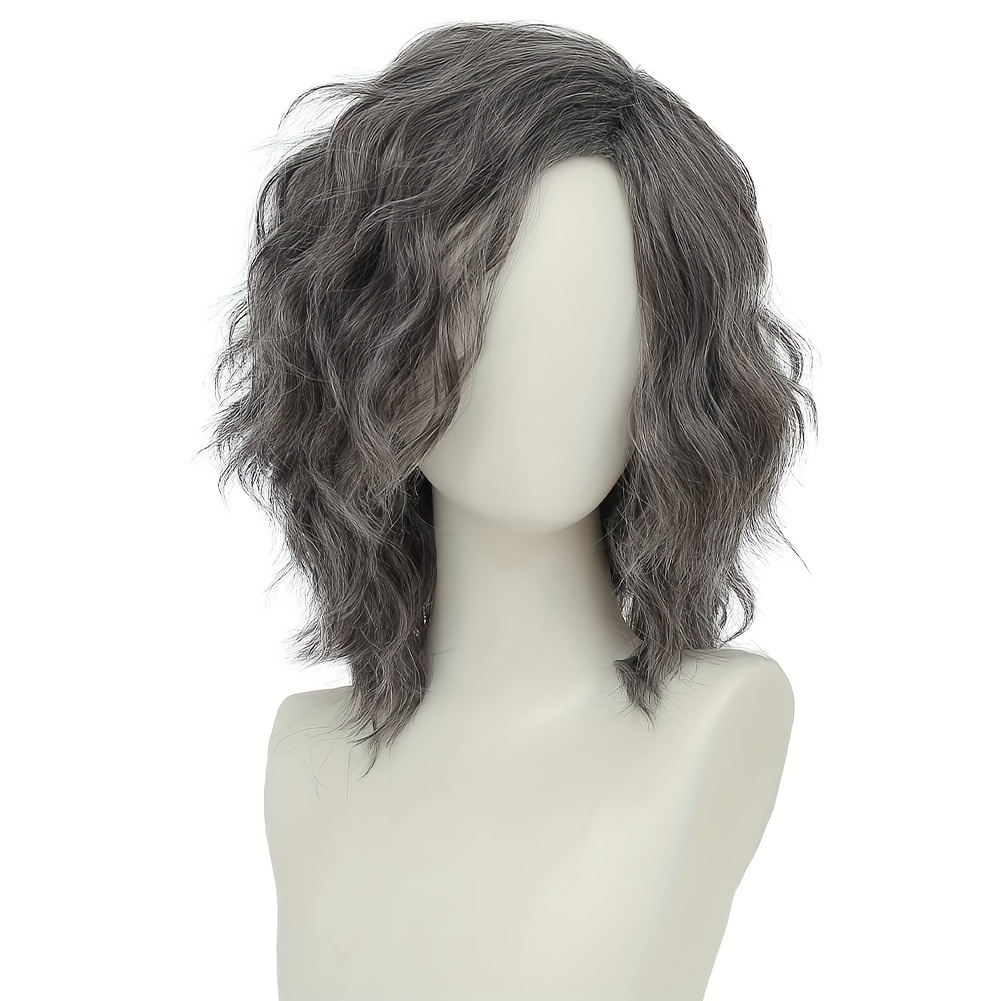 

Grey Curly Wig Short Anime Gray Hair Wig Layered Fluffy Wave Cosplay Funny Costume Unisex Wig