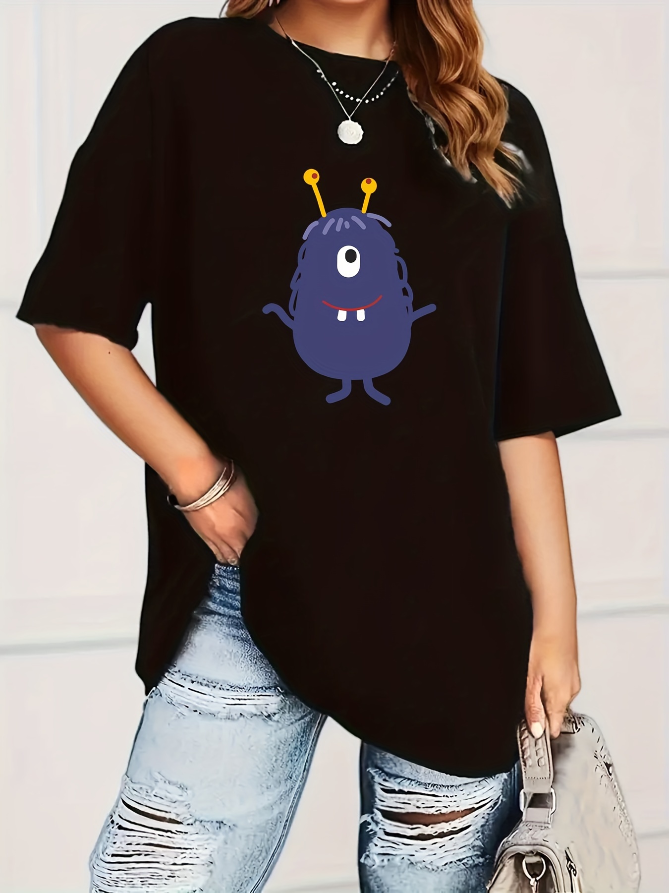 cute print round neck sports t shirt short sleeve running Temu