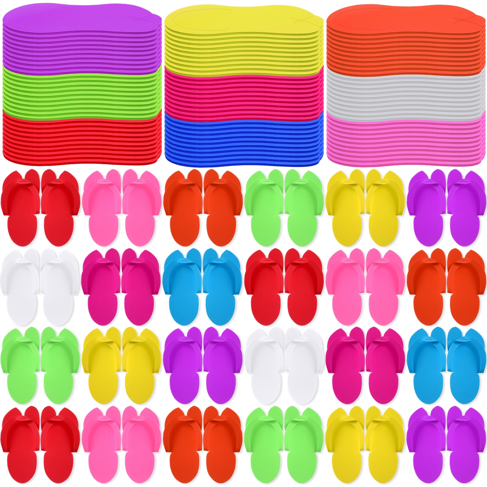 

90 Pairs Disposable Pedicure Slippers - Anti-slip Eva Foam Flip Flops For Spa, Salon & Party Guests - 9 Color Pack