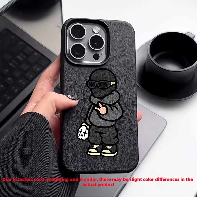 TEMU Coque de téléphone : 1 motif de marque streetwear garçon cool, coque de intégrale en TPU à texture litchi, compatible avec iPhone