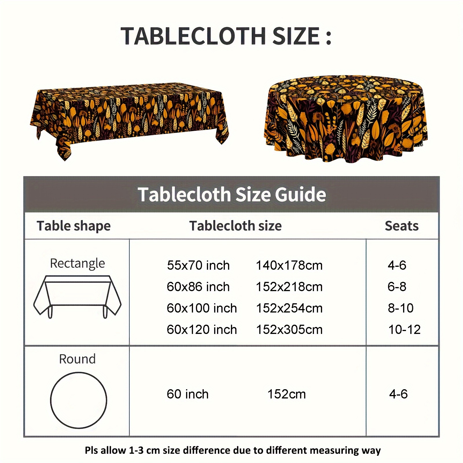 Herbst-Tischdecke Mit Ahornblatt-Muster – 152x213 Cm, Aus Polyester Für Thanksgiving & Feiern