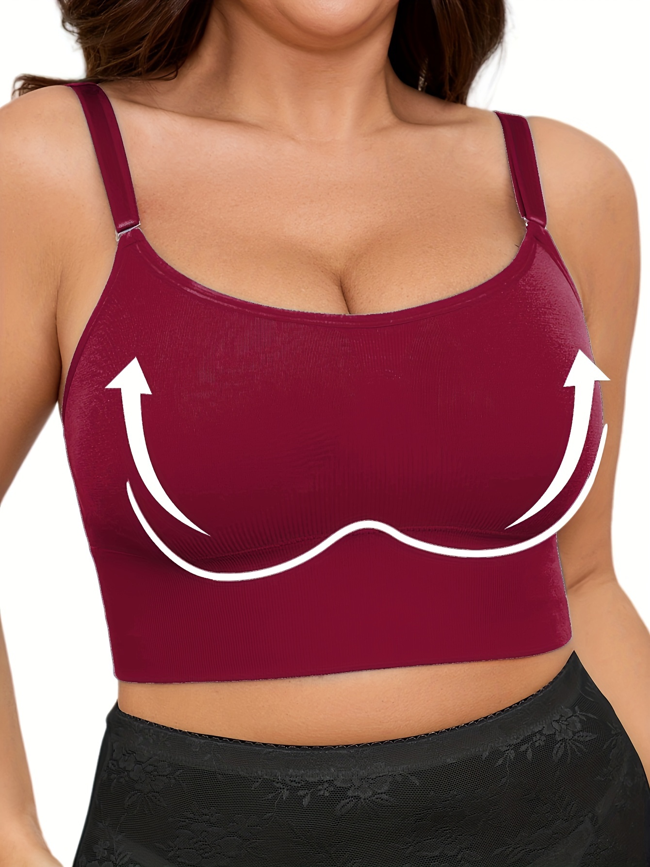 Women's Plus Size Multi-Wear Seamless Wireless High Support Sports Bra, Adjustable Straps, Removable Chest Pads Workout Bra