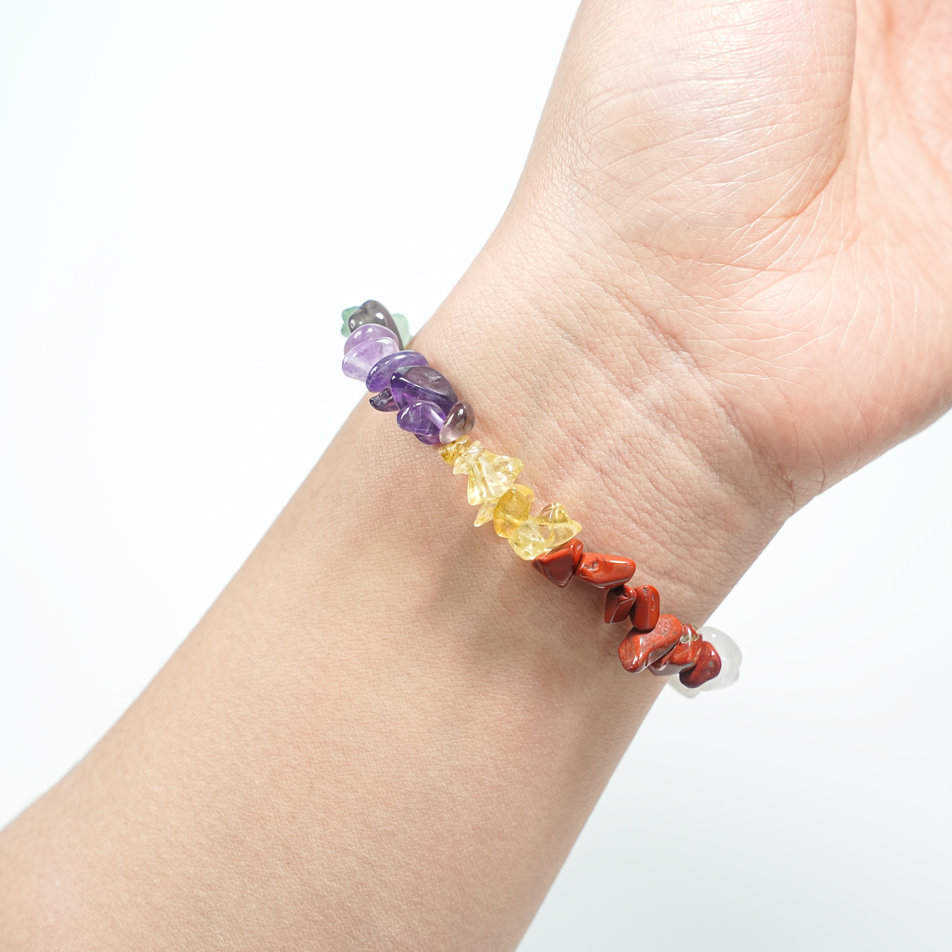 Colorful Chakra Crystal Stone Stretch Bracelet, Versatile Gift