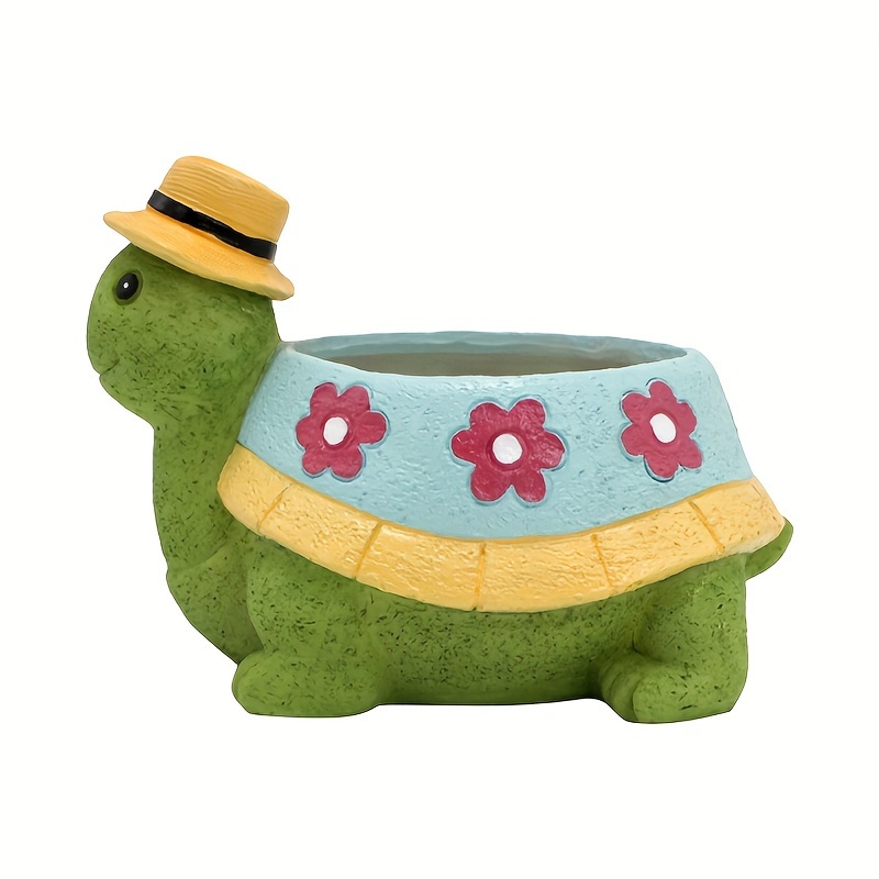 

1pc Cute Turtle Flower Pot, Planter Pot For Indoor And Outdoor, Succulent Plant Pots, Plants Desk Display Resin Pots, Fower Arrangement Home Decoration, 4.3