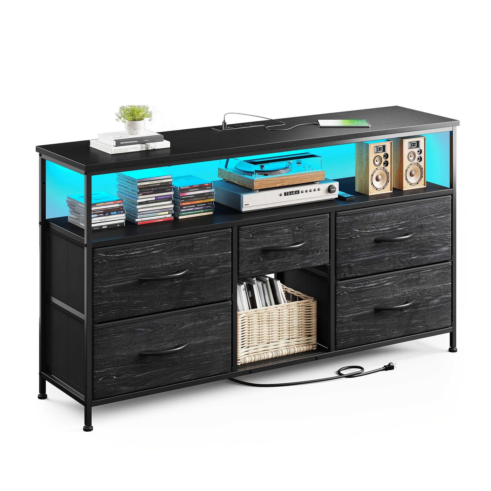 50 inch black dresser Black Dresser for Bedroom, 47.24'' Wide 6 Drawer Wood Dresser Storage –  Hawkins Woodshop main image 0