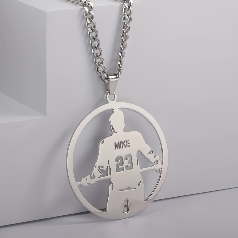 TEMU Collier chaîne cubaine en acier inoxydable avec pendentif de hockey sur glace et nom personnalisé - Bijou plaque nominative de style hip-hop,