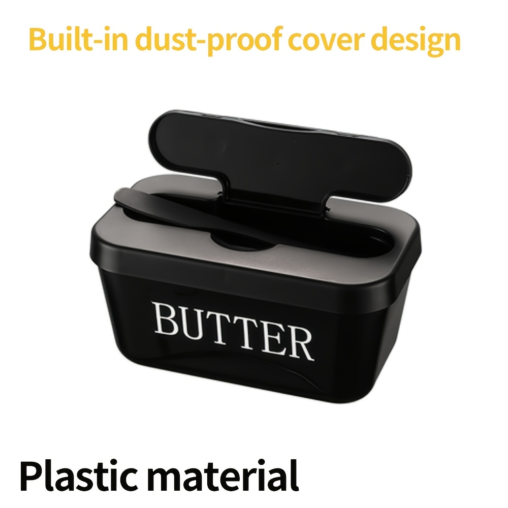 TEMU Plastic Butter Dish (with Knife) Upgraded Dust-proof Lid - Preserving | Fashionable Design | Durable Pp Plastic Material, Easy To Clean, Durable