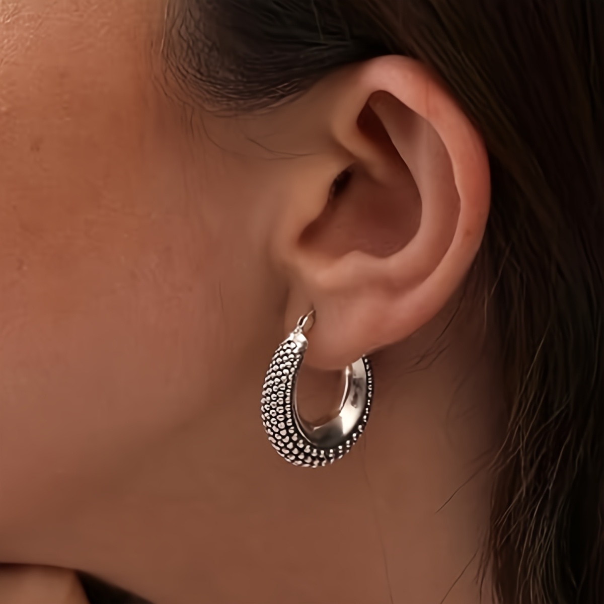 TEMU ANGOL Une paire de boucles d'oreilles pour femme à surface lisse, , élégantes, , exquises, , luxueuses, polyvalentes et accessoires de bijoux