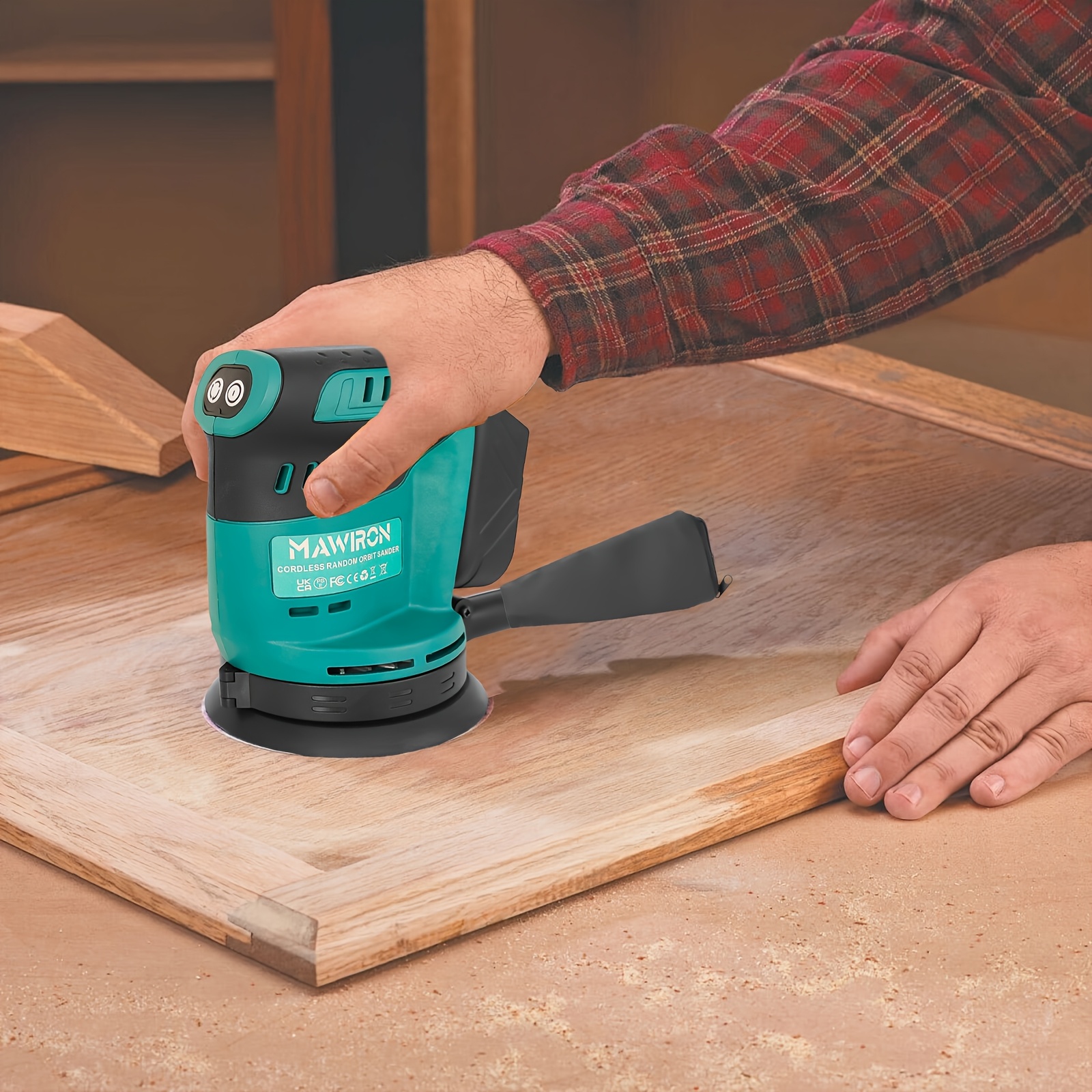 Draadloze willekeurige orbit schuurmachine met 2X batterijen en oplader,