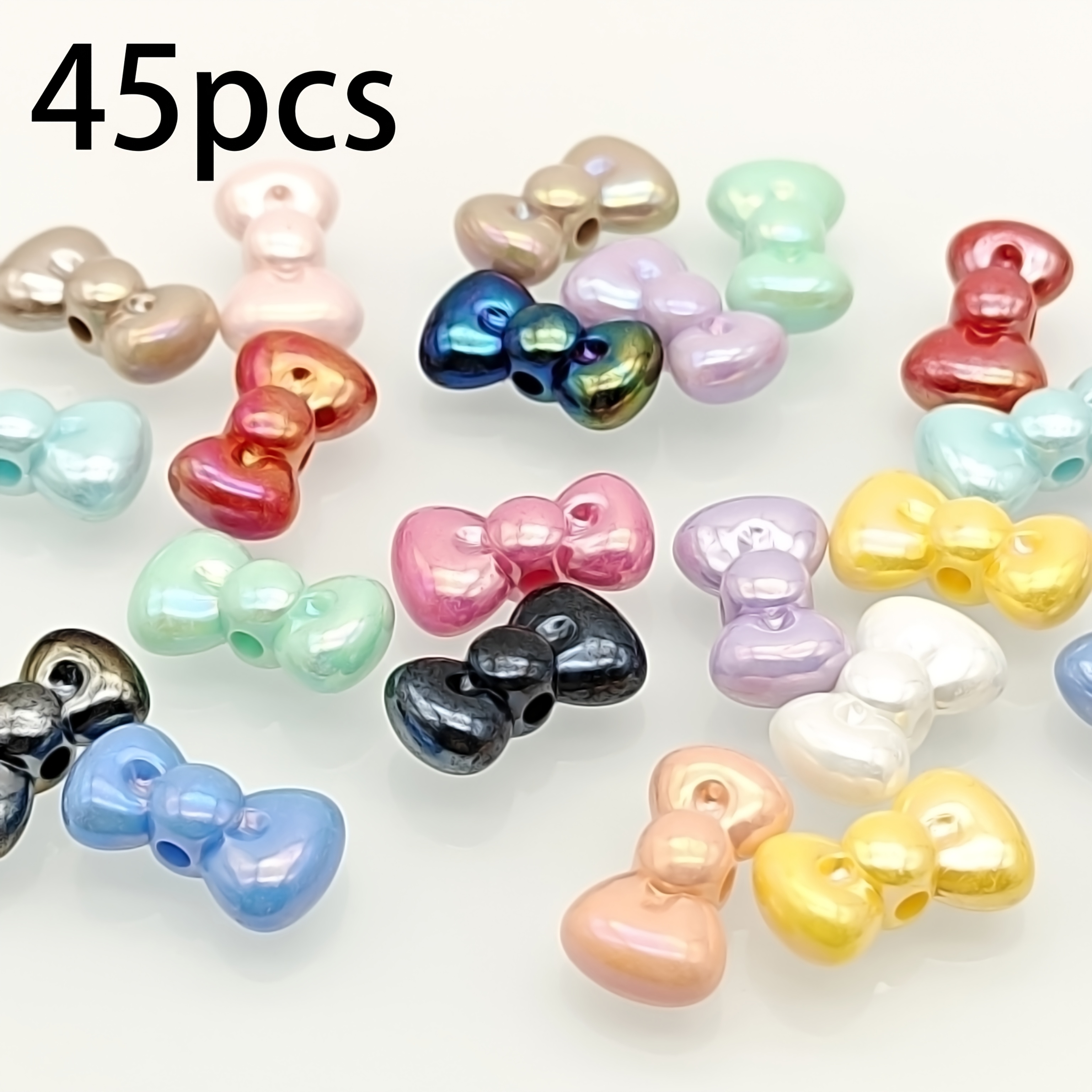 TEMU 45 pièces de perles acryliques nœud 18×10,5 mm avec trous, matériaux de bricolage, accessoires décoratifs pour vêtements, fournitures de ,