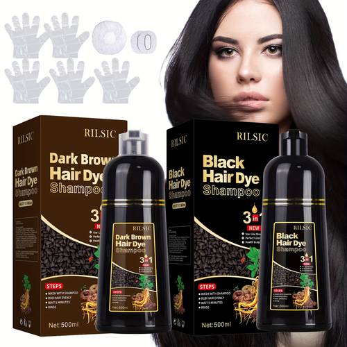500ml herbal natural hair dye shampoo for grey hair 3 in 1 instant hair color shampoo hair coloring shampoo for men and women that works in minutes