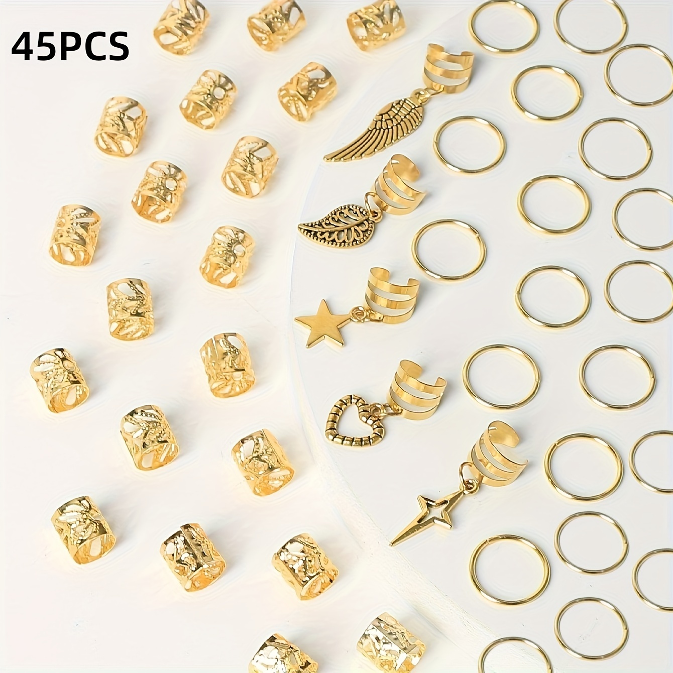 Image of 45pcs Braid Hair Ring Dreadlock Hair Ring - Hippie Style Hair Accessories Loc Hair Jewelry For Braids For And Women Random Color