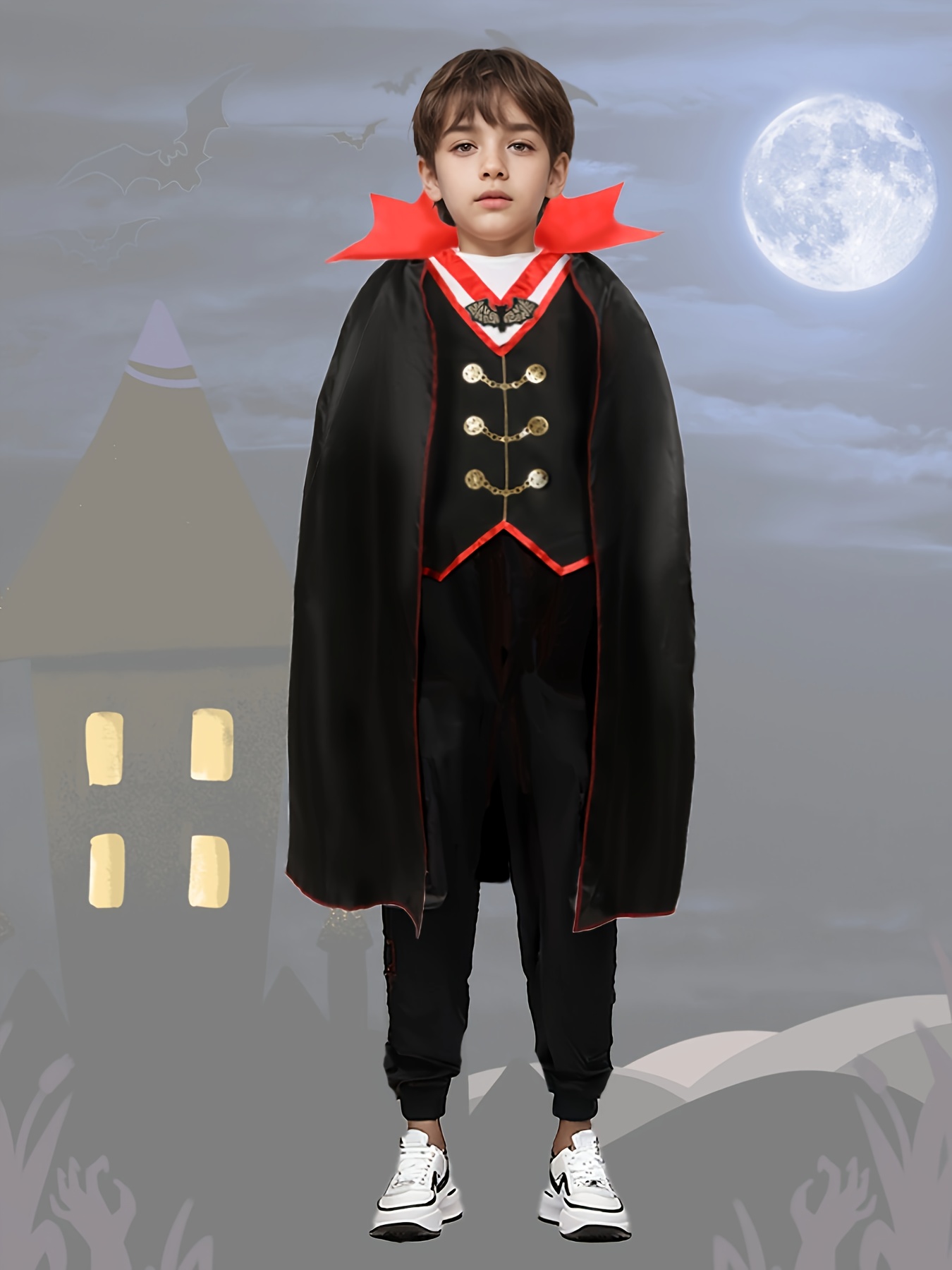 1pc boys vest suit top 1pc cape set front chest high end Temu Cyprus