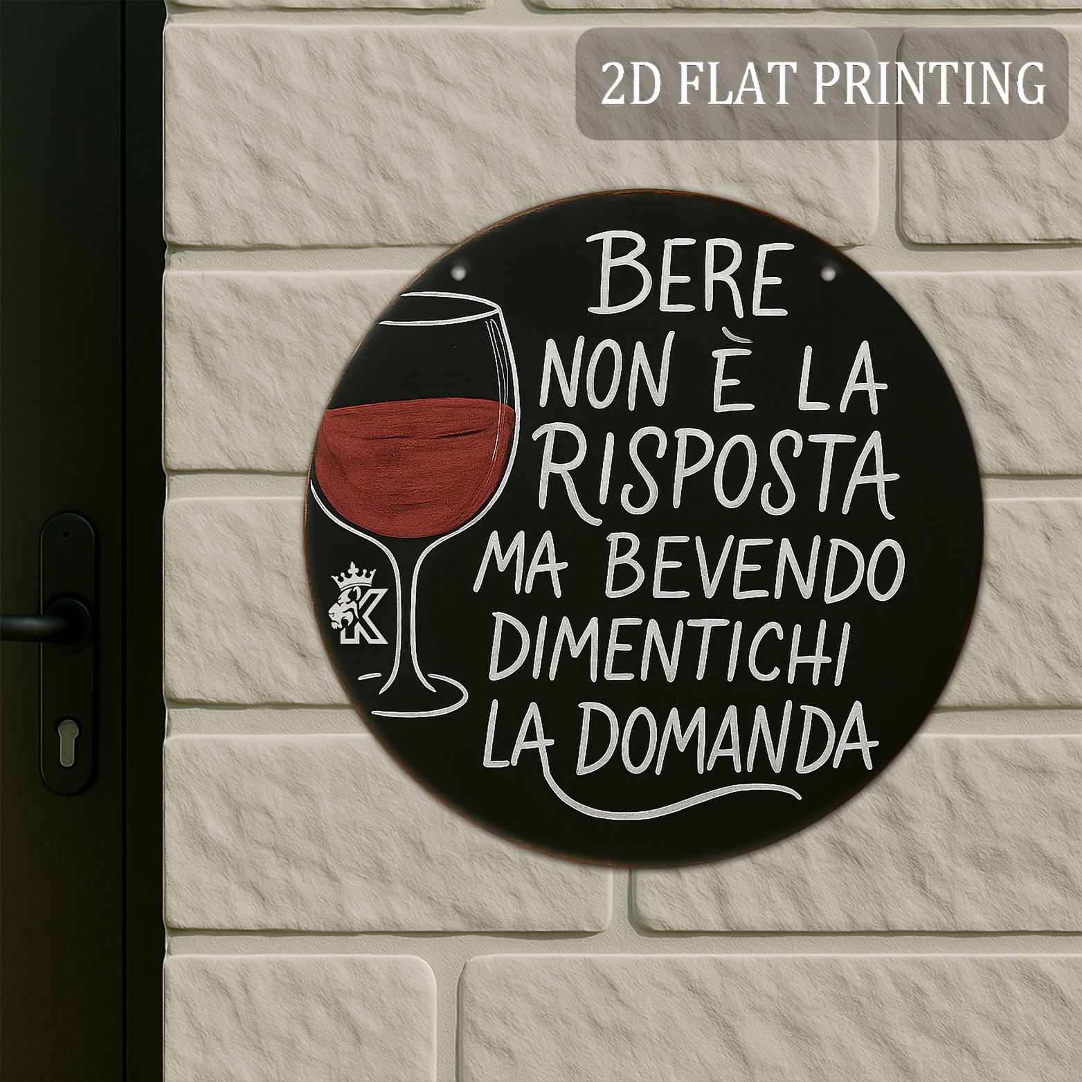 TEMU 2d Flat, 1pc Italian Proverb Wooden Sign " Is Not , But It Makes You " - Round Wood Craft Wall Decor, Suitable For Bar, Home Or Restaurant, Bar