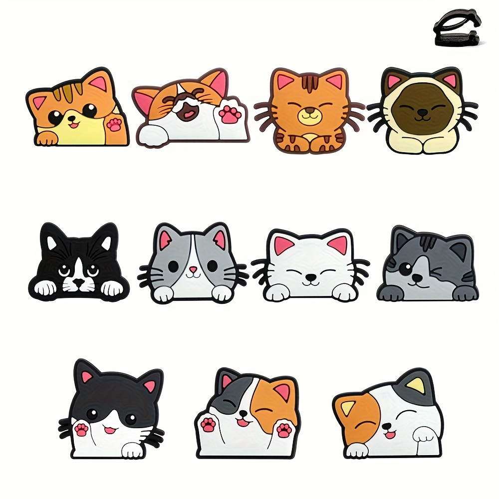 Image of Set Of 11 Colorful Plastic Charms Shaped Like Cats, Perfect For Decorating Shoelaces And Ideal As Gifts For Holiday Parties