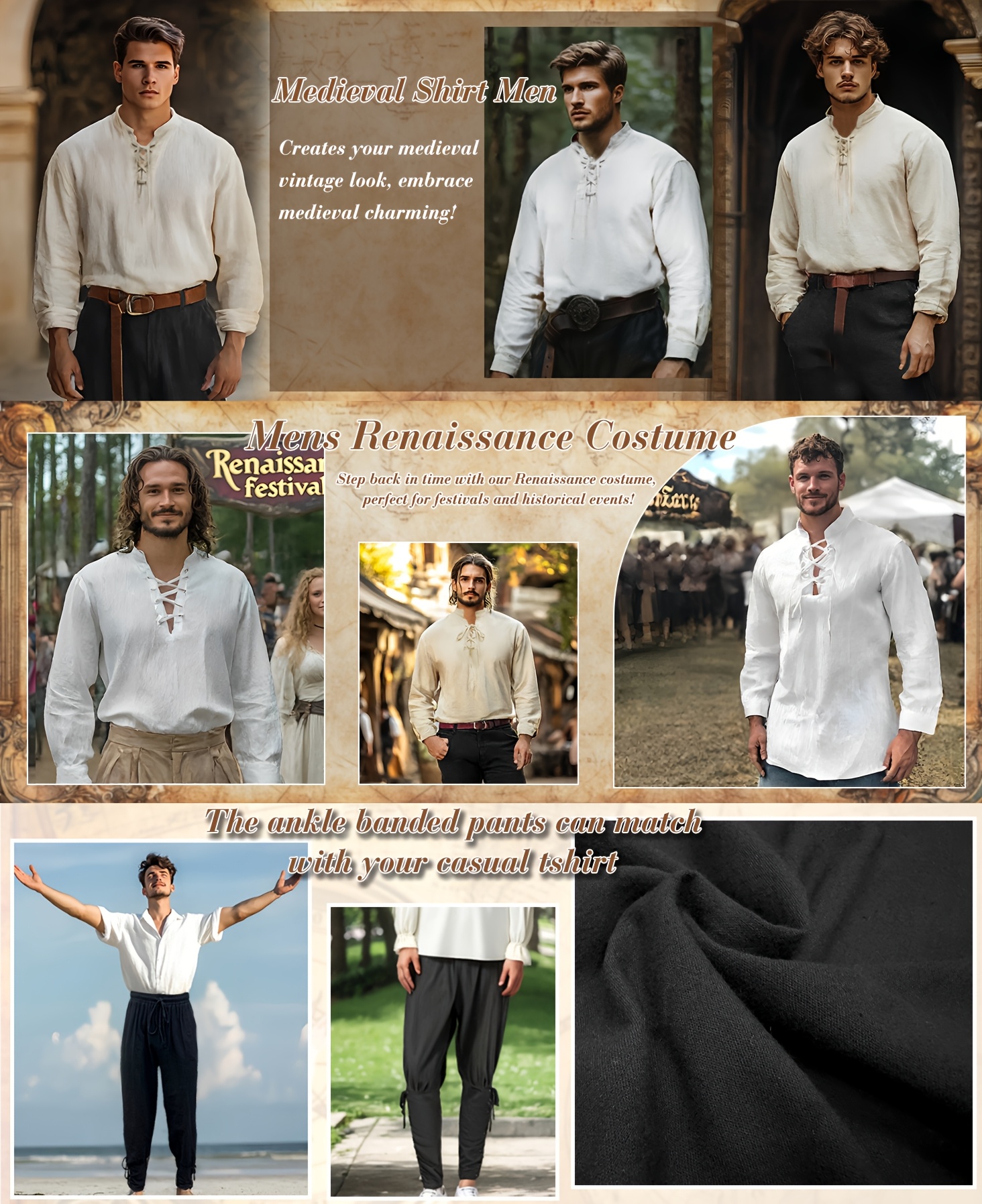 mens pirate costume outfit renaissance medieval pirate Temu