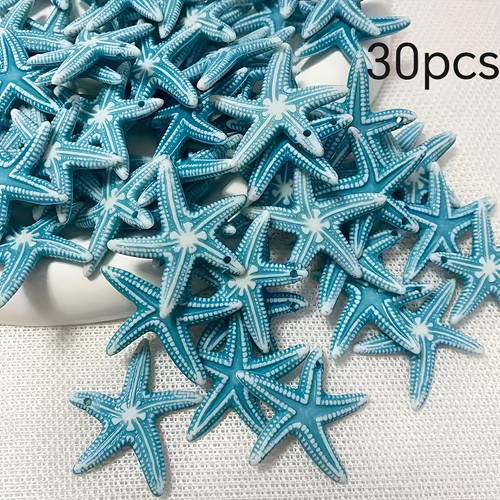 30pcs handmade bohemian pendants blue and themed accessories suitable for jewelry making beach accessories diy crafts durable synthetic material exquisite design necklace and earring charms