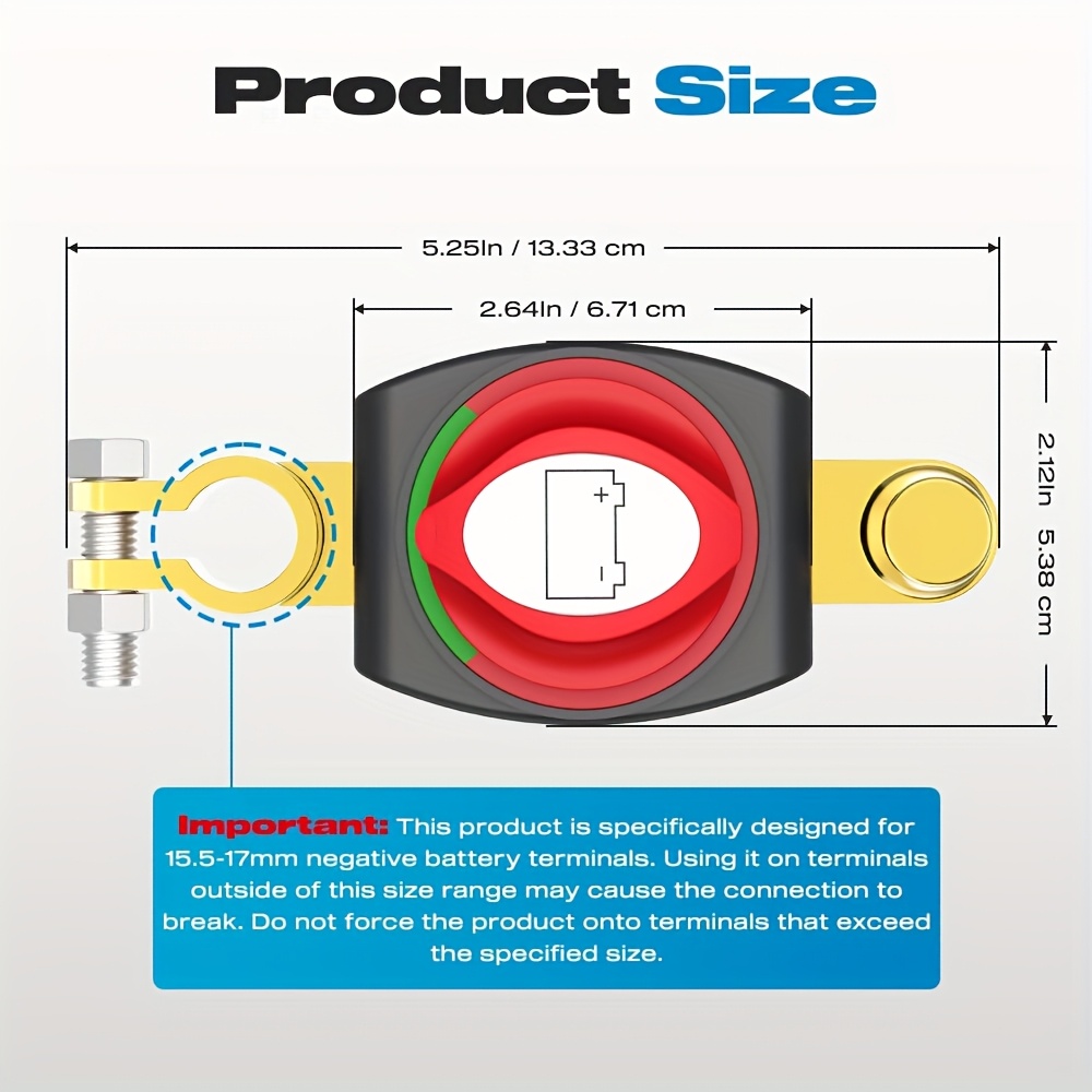Interruptor de Desconexão de Bateria de Alta Qualidade para Sistemas de 12V-48V com Terminais de Latão, Ideal para Carros, Autocaravanas, Barcos e Outros Veículos