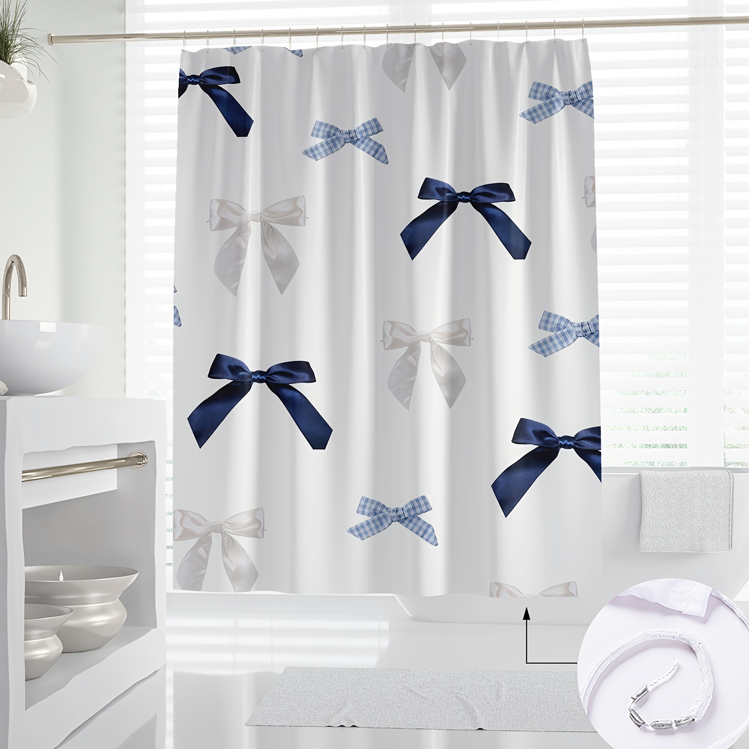 

Seasonal Bow Shower Curtain: 180cm/70.87in X 180cm/70.87in, , , Lining, Suitable