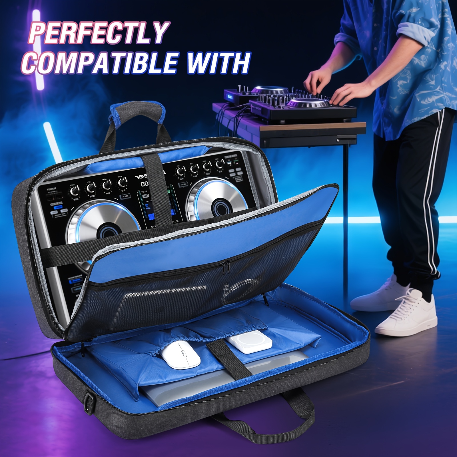 YH&GS Thickened DJ Controller Backpack with 15.6-Inch Laptop Compartment
