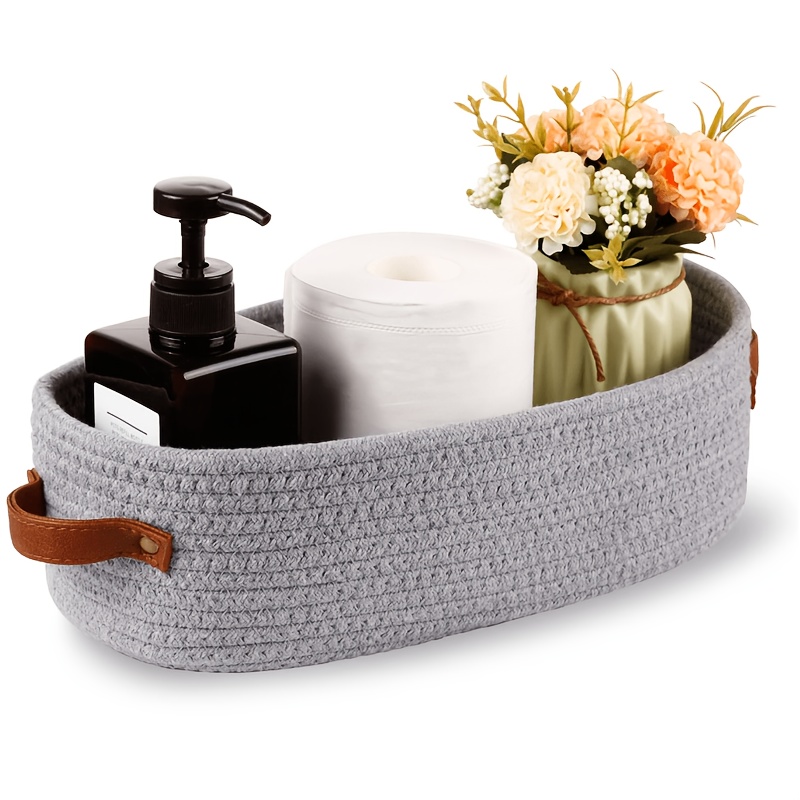 Image of 1 Multi-functional Woven Storage Basket With 2 Handles – Ideal For Arranging Bathroom Supplies, Toilet Tissue, And Personal , A Chic Option For Home And Workplace, Toilet Paper Storage Containers