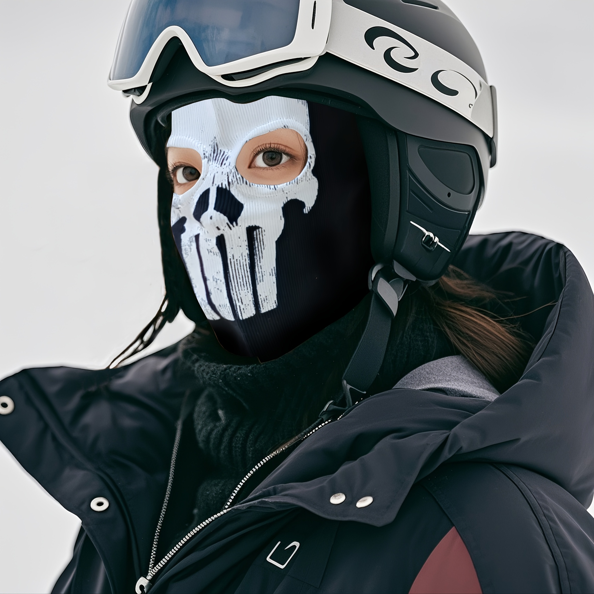 

1pc Funky Skull Pattern Windproof Balaclava - Warm, Dustproof Polyester Face Mask For Skiing & Snowboarding, Ideal For Autumn & Winter Outdoor Activities, Valentine's Day & Celebrations