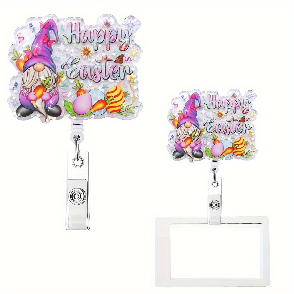 Easter Nursing Name Badge Holder Happy Easter Bunny Gnome - Temu