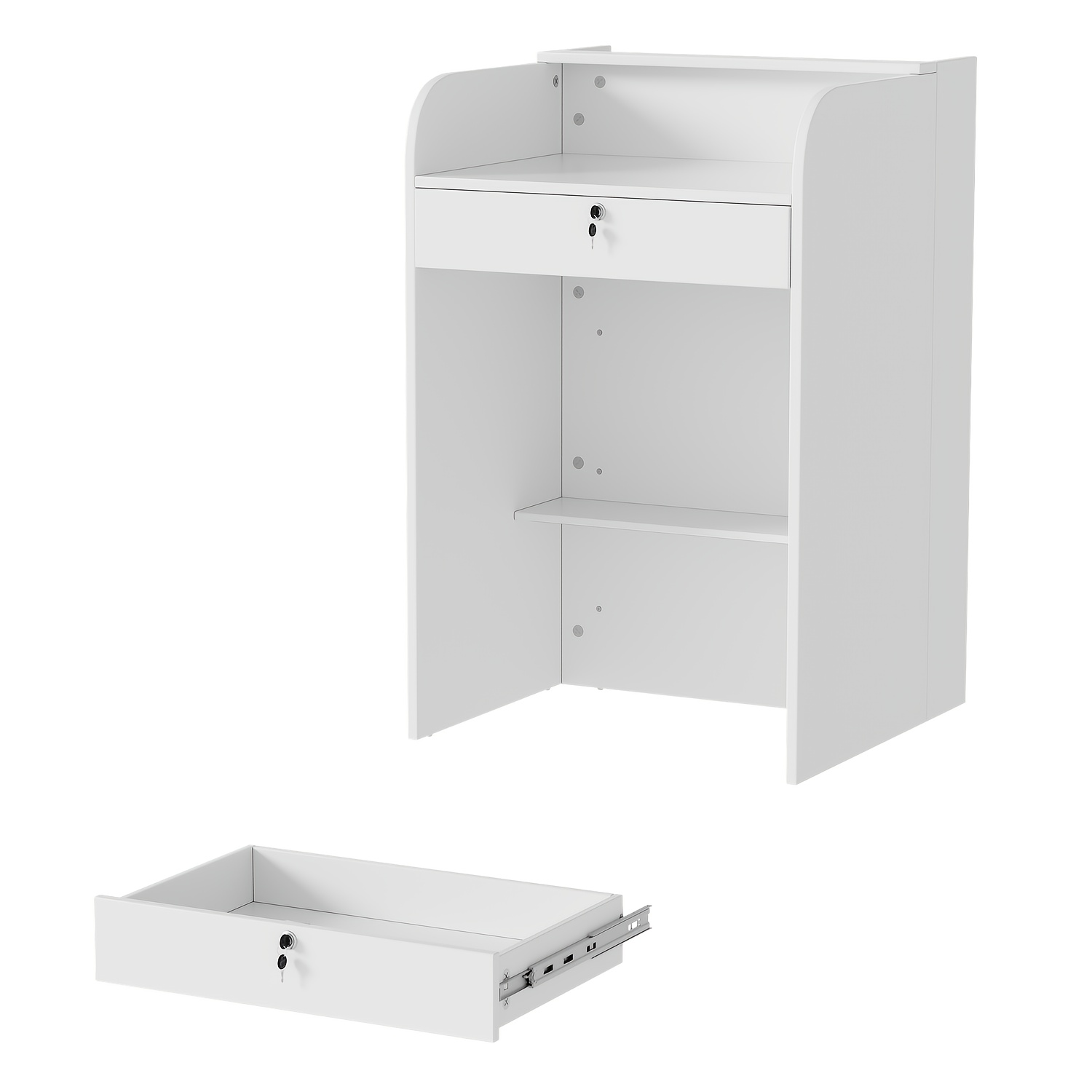 Small Office Desk With Front Display Shelf Design And Lockable Drawers. Suitable For Offices, Shops, Hotels, Etc. 60x60x95 Cm (please Check Size )