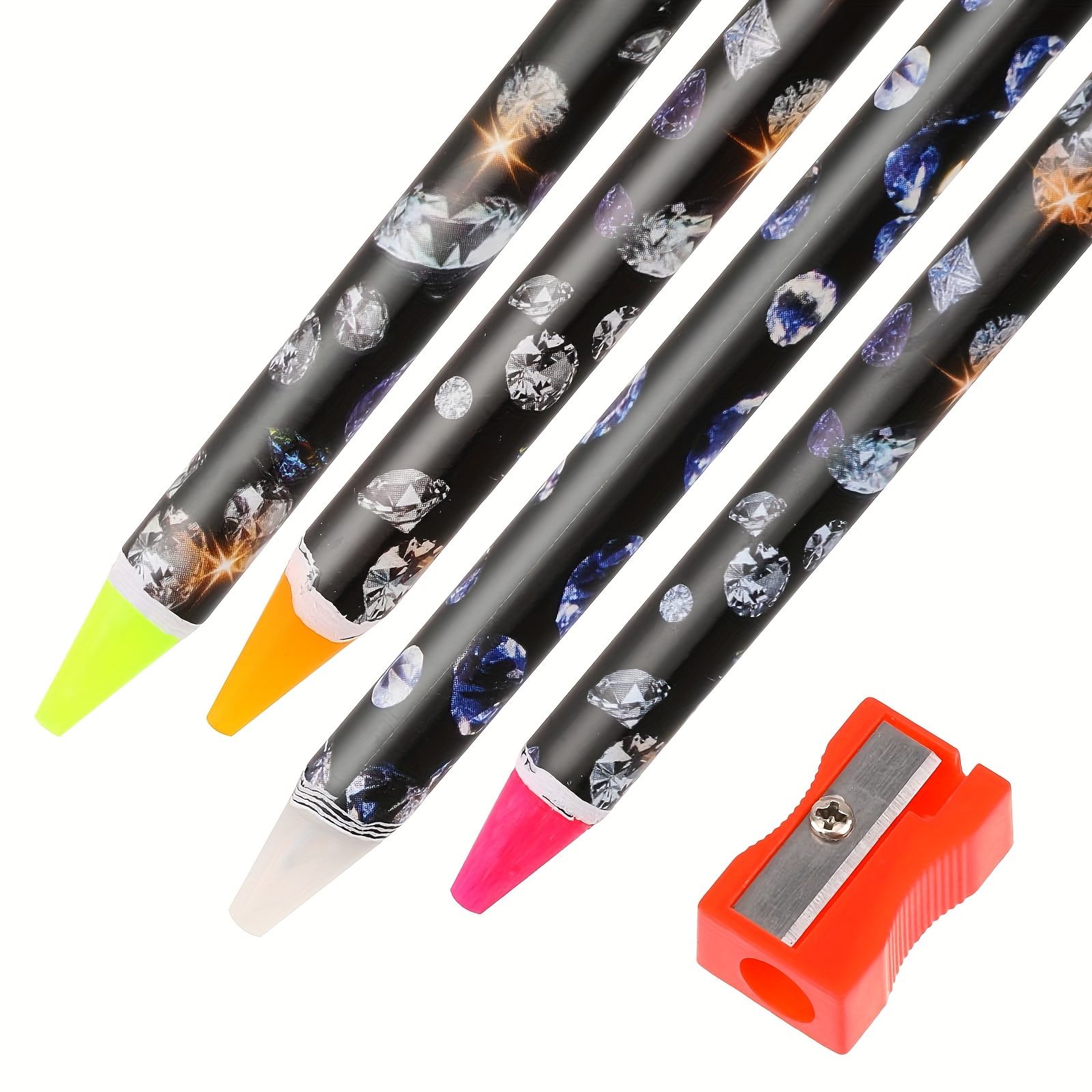 4pcs Rhinestone Picker Set, Sticky Resin Picker, Pencil Nail Dotting Tool, Wax Pencil, Gem Pickup Tool, Self-adhesive Wax Pencil For Art, Nail Art Diy With Sharpener