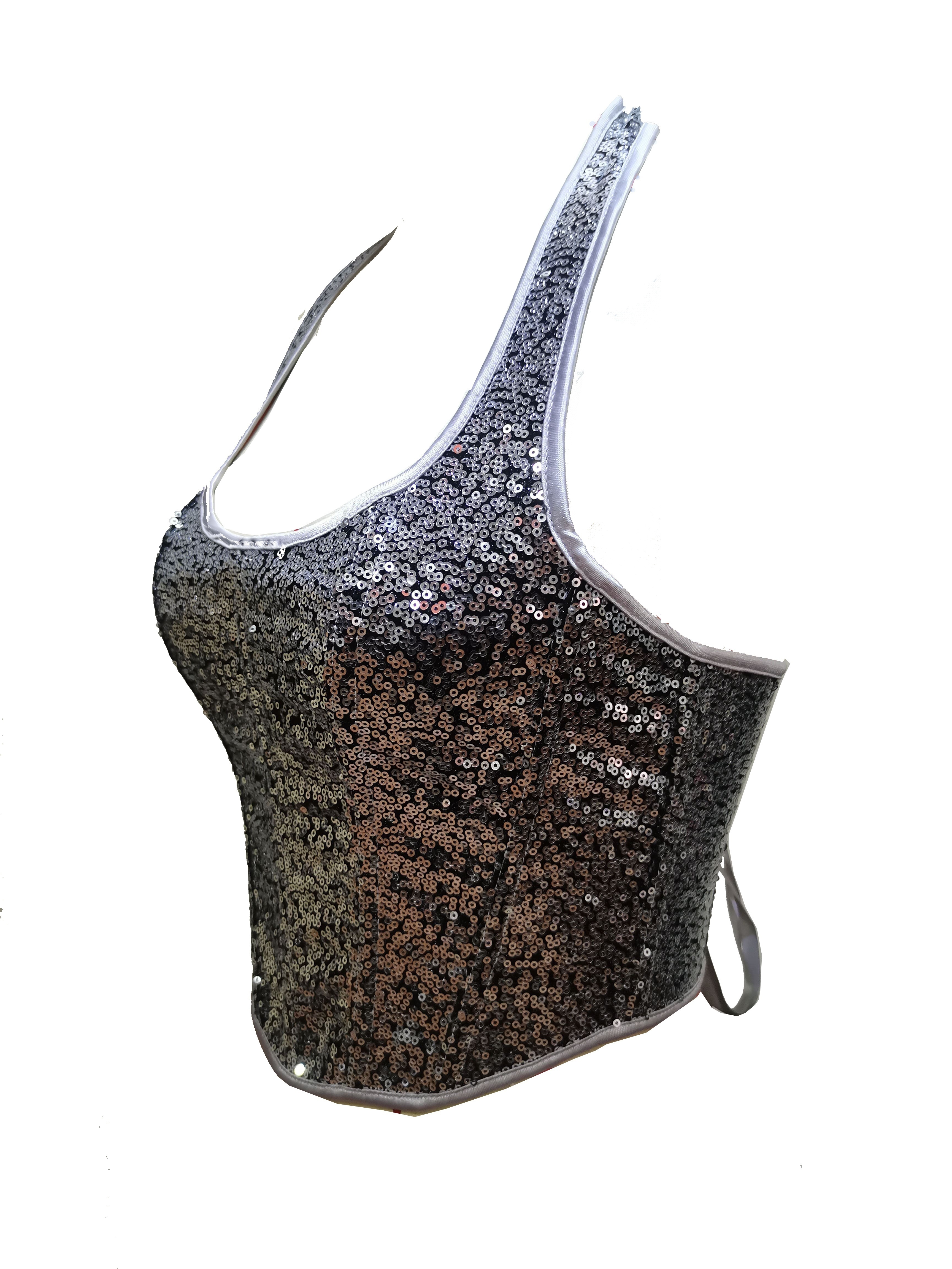 Sequin Shaping Halter Tops Tie Back Tummy Control Backless - Temu Canada