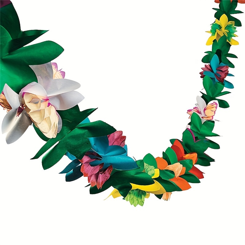 

Hawaiian Party Paper Hanging Flowers Decorations - Tropical Style Bunting Banner For Luau Flamingo Summer Parties, Weddings, Home Decor - No Electricity Required, Featherless