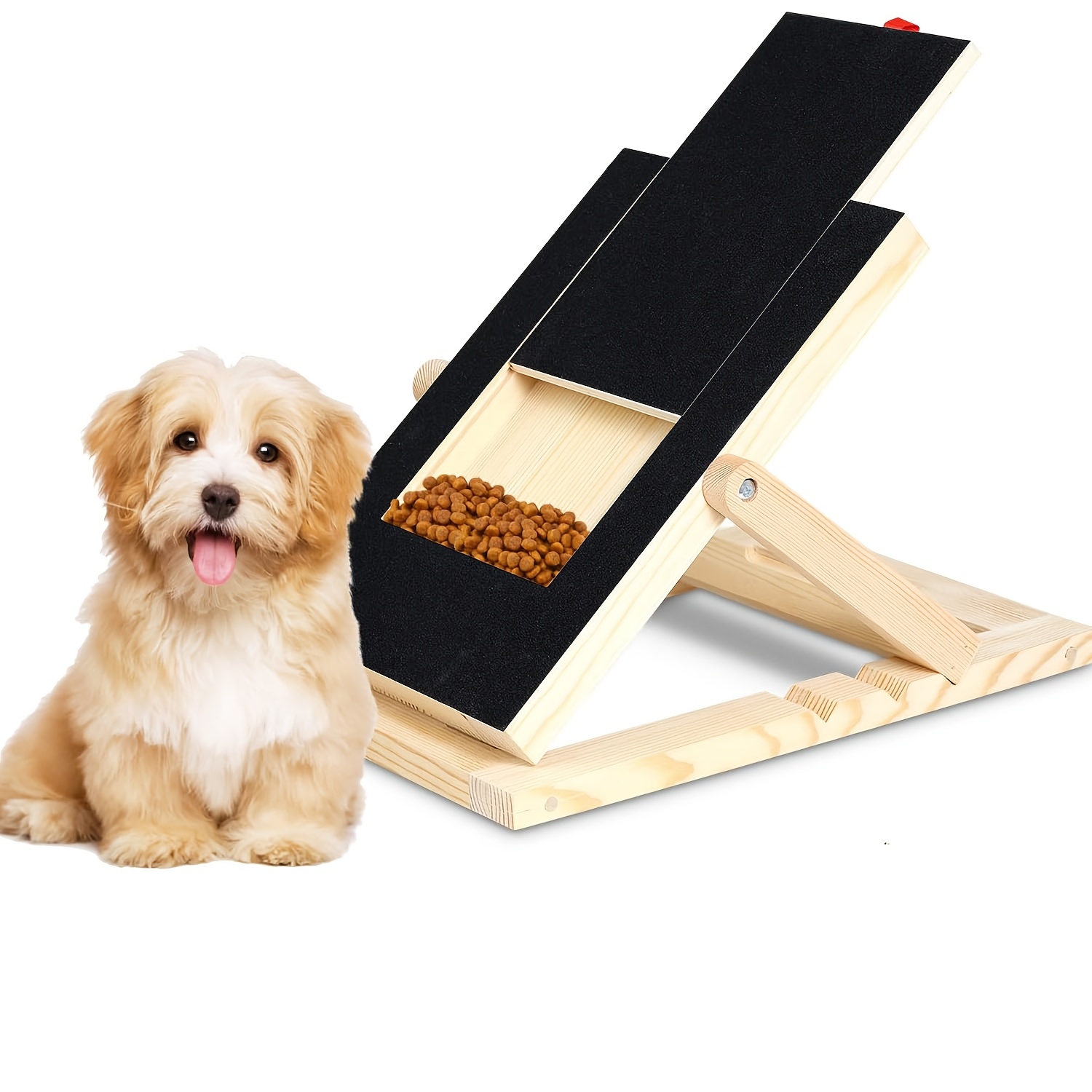Image of Dog Nail Scratch Board With Treat Box, Slow Feeder, Dog Nail File Board, 3 Adjustable Durable Bamboo Trimming Pad