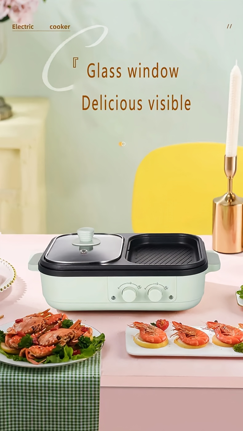 european standard 220v 2 in 1 multi functional electric bbq grill hot pot small electric hot pot for 1 3 people perfect for bbq hot pot and soup details 2