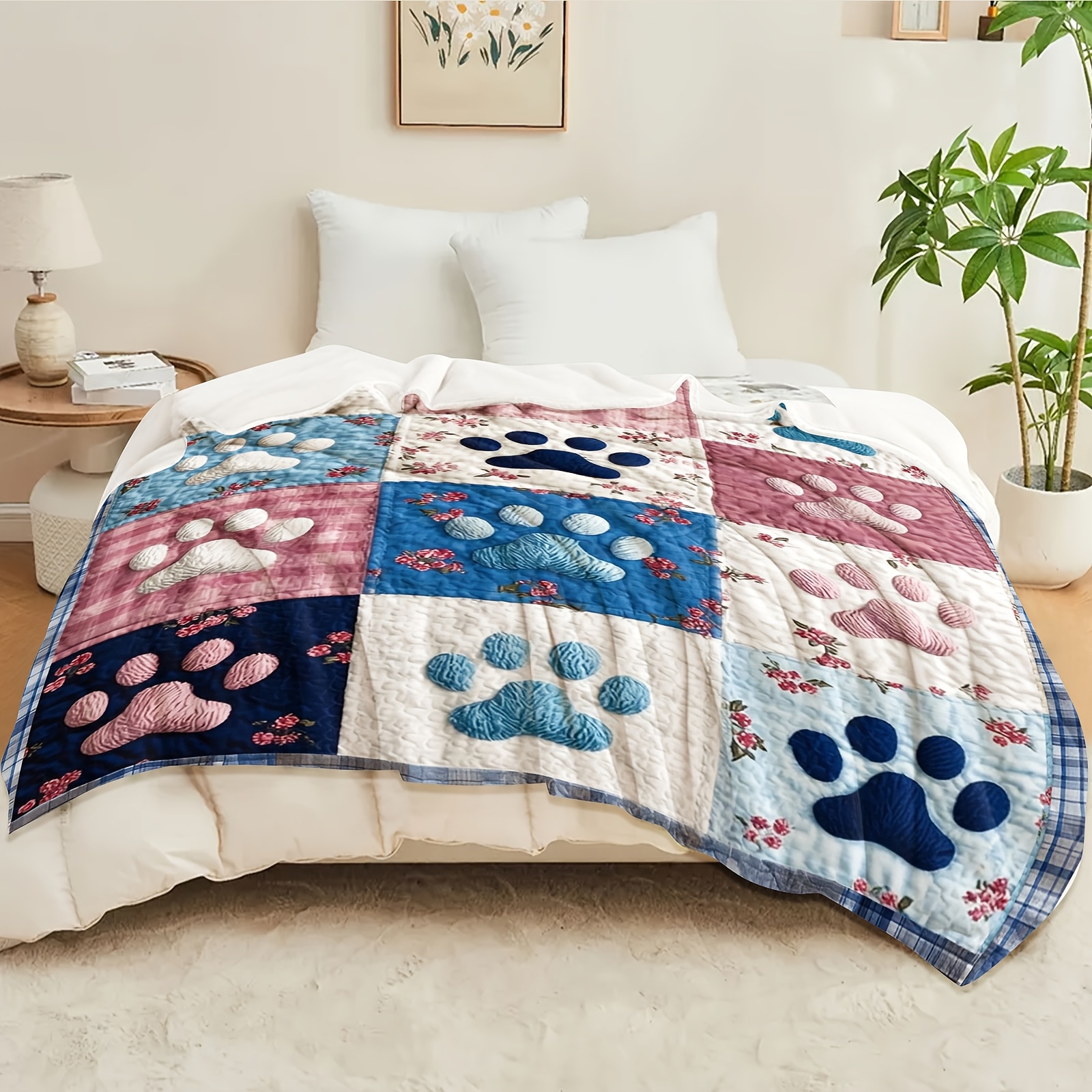 TEMU 1pc Printed Durable Quilted Bed Blanket, Large And King Size For Home And Dorm, High-definition Print. Breathable And Easy To Care For