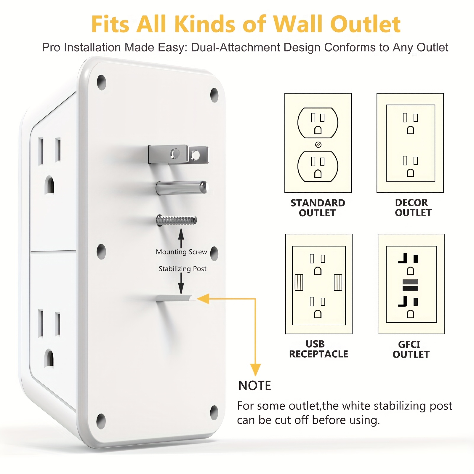 10 in 1 multi plug outlet with night light 6 outlet protector with 4 usb ports 2 usb c a with wall plug adapter for office Product details 6