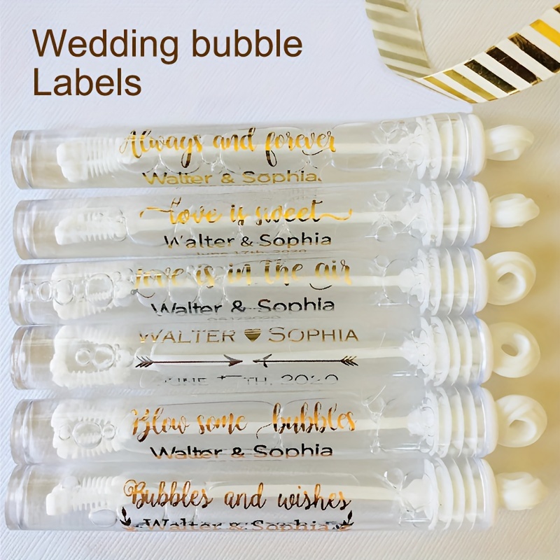 

Set, Customizable Transparent Golden Foil Bubble Tube Stickers, Tailor Your Wedding Decorations With These Elegant Labels, Perfect For A Personalized Touch At Your Festive Celebration 0.78*1.97in