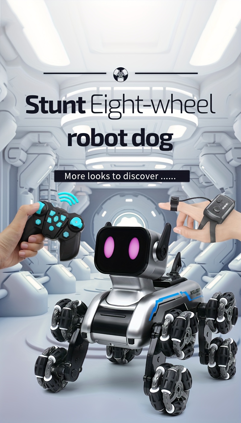 interactive rc robot dog with gesture sensing music and remote control gray abs climbing toy car for   fun birthday gift for boys and girls rc climbing car modern   abs resin toy details 0