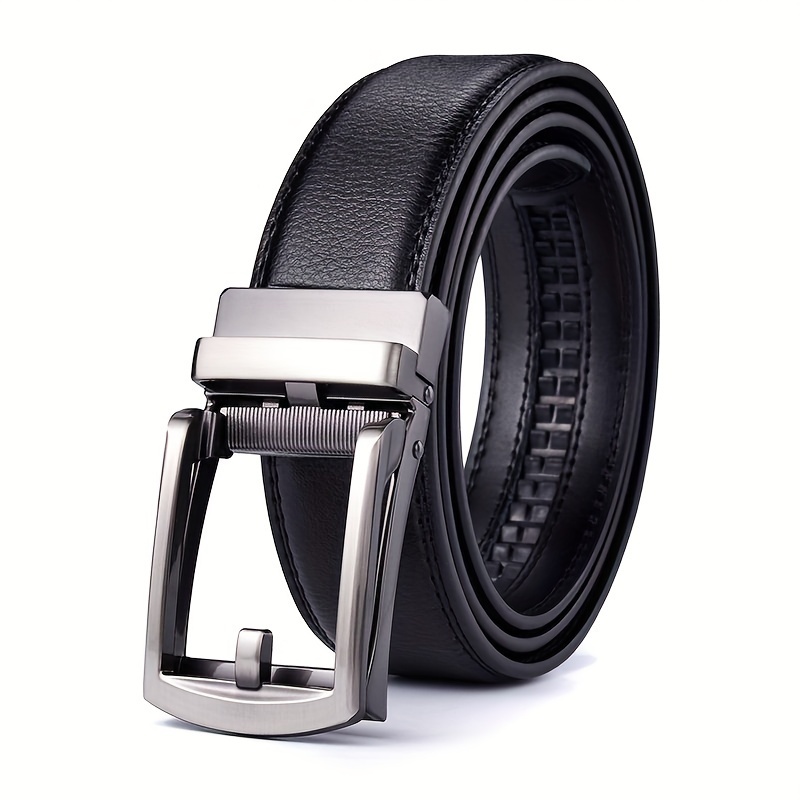 

Fake Pin Buckle Fashion High-end Belt, All-match Alloy Automatic Buckle Leather Belt, Casual Business Men's Trend Pants Belt, Ideal Father's Day Gift Choice