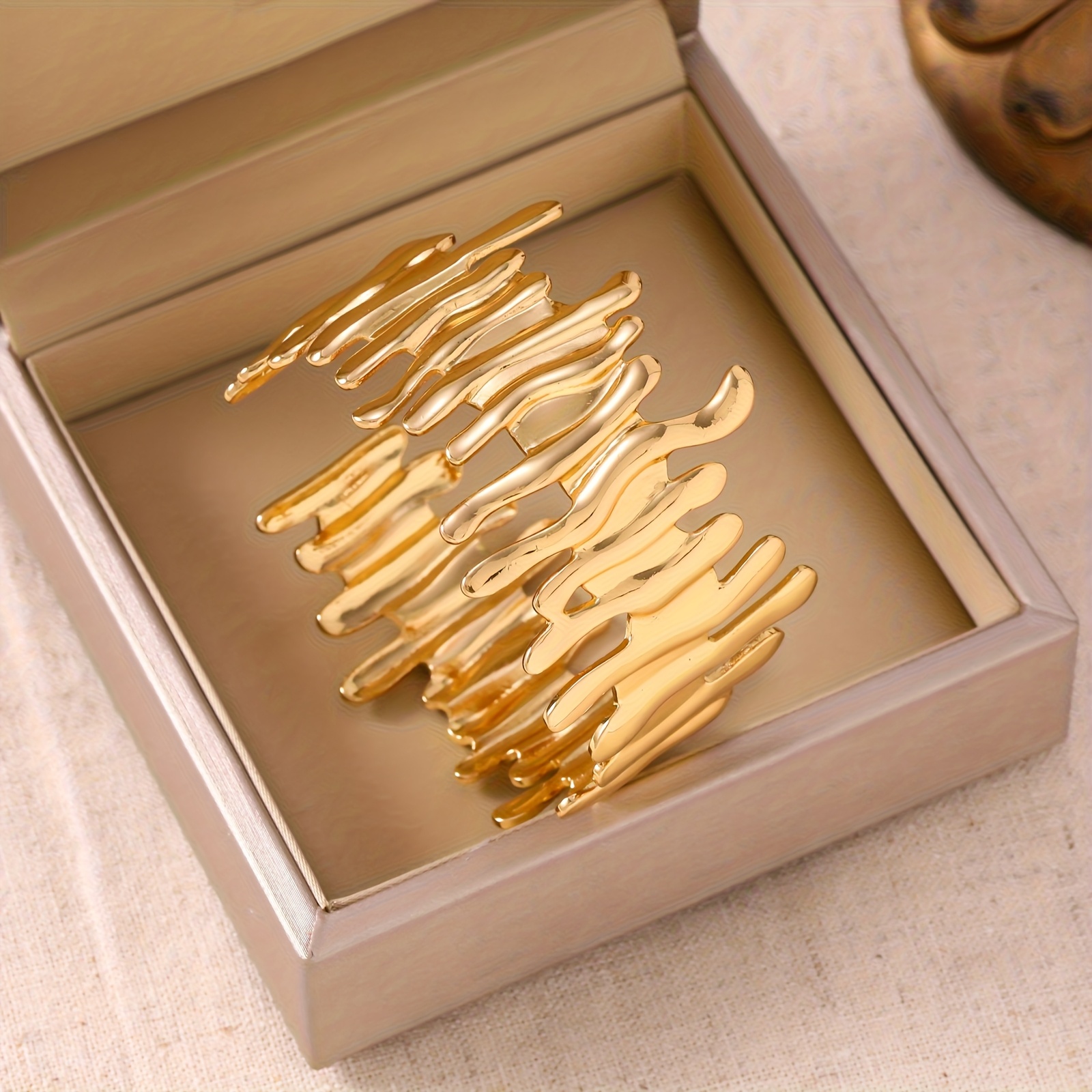 E-shop Dicke offene Armbänder für Damen aus 304 Edelstahl mit unregelmäßiger Form, Hippie- Bohemia-Stil, für Musikfestival, Party Urlaub,