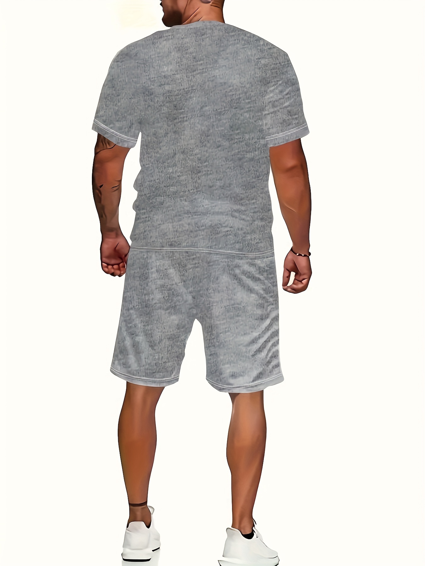 Jsaierl Mens Short Sets 2 Piece Outfits Summer Casual Muscle Gym Workout Athletic T Shirt Outfits For Men