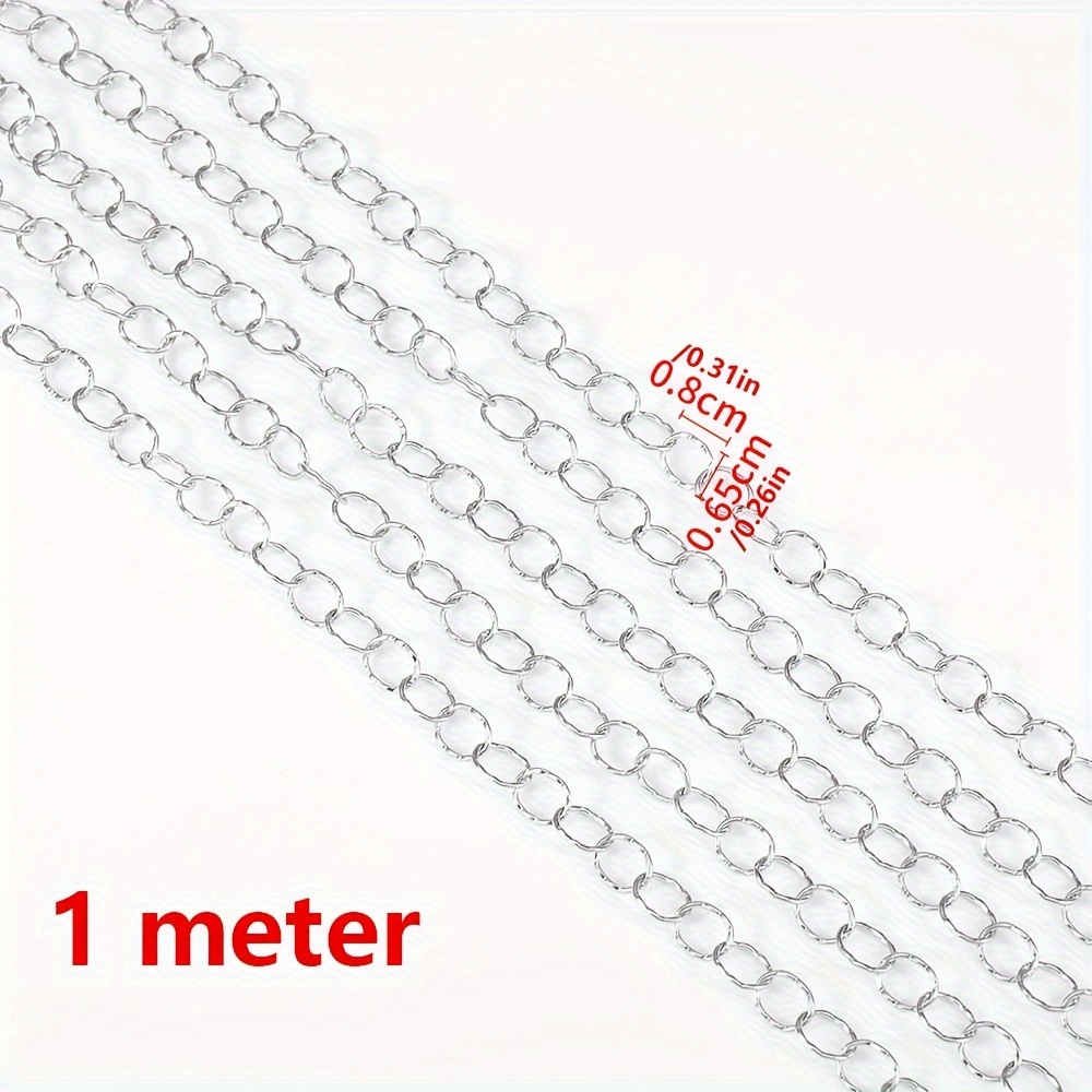 Image of 1 Meter New Stainless Steel Chain Skeleton Oval Welded Ring Big Embossed Ring Link Chain For Men Women Bracelets Necklaces Necklaces Popular Jewelry Making Additions