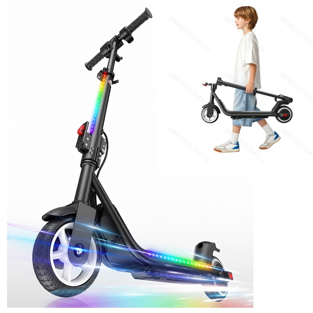 TEMU Monopattini elettrici con musica e luci, scooter elettrici da 6,5 pollici, 3 modalit� di guida, altezza regolabile 90-102 cm, portata massima 15