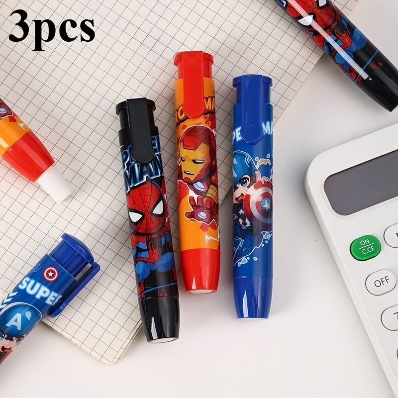 3pcs -man Push-down Eraser, Avengers Cartoon Creative Retractable Eraser - For For Thanksgiving And Christmas